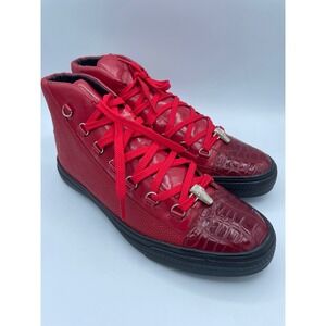 Belvedere Angelo Mens Red Crocodile Calf Leather High Top Sneakers Sz 8 RARE